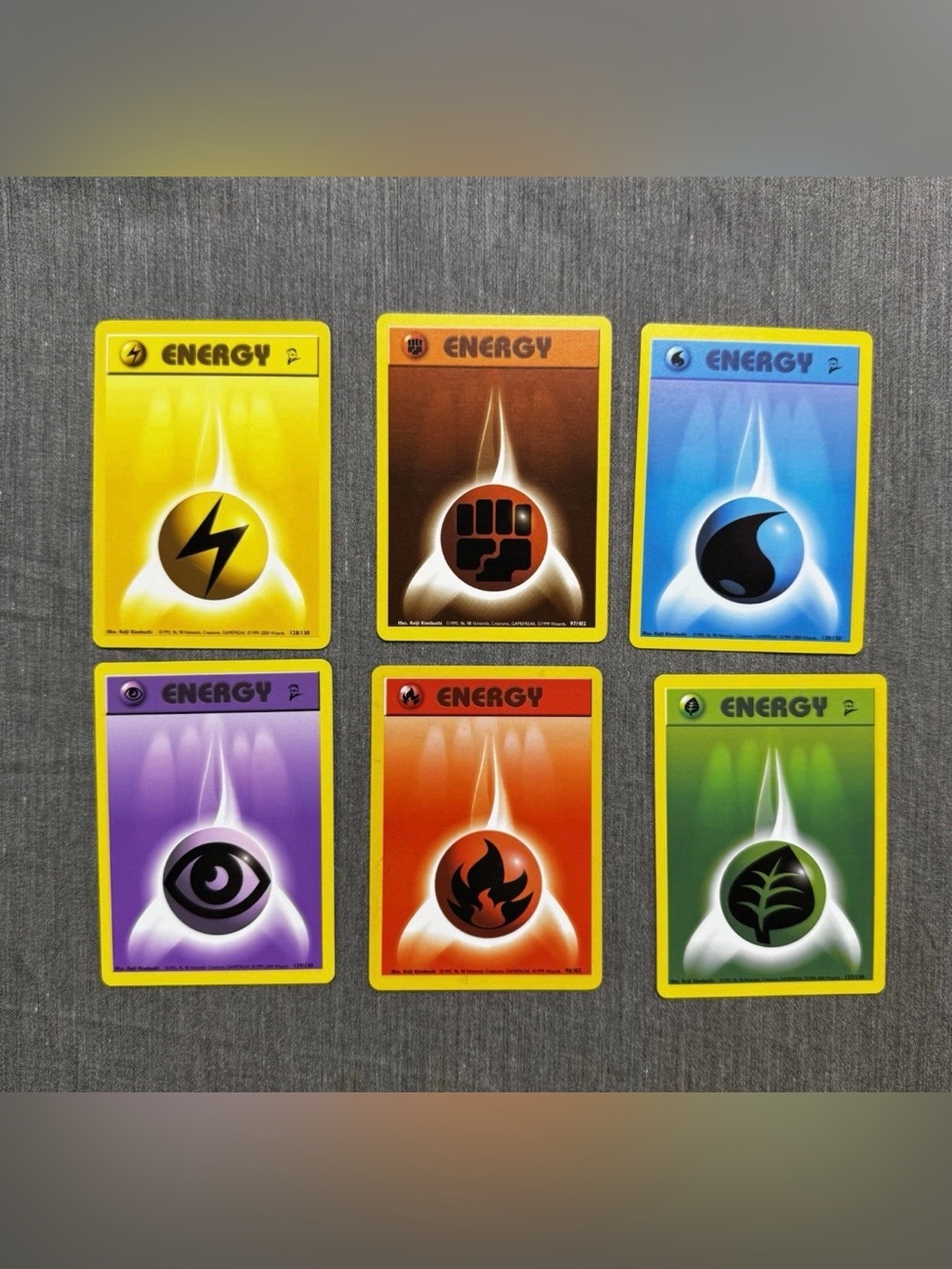 Vintage Pokemon Cards Base Set Basic Energy Lot of 6 - Original 1999 WOTC